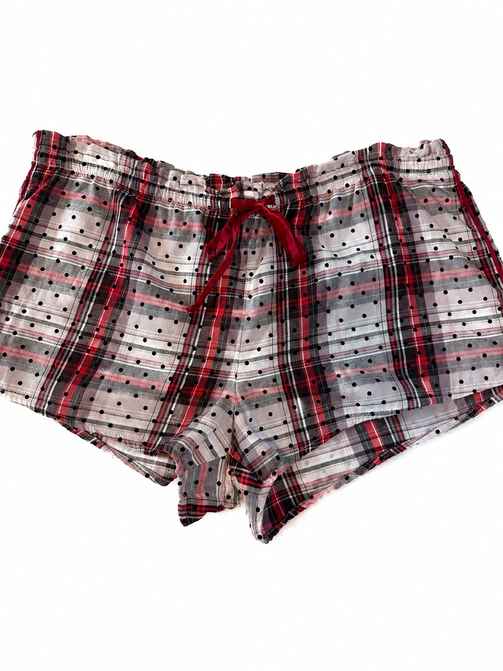 Victoria's Secret Women’s Plaid Polka Dot Lounge Sleep Shorts Red Black Medium